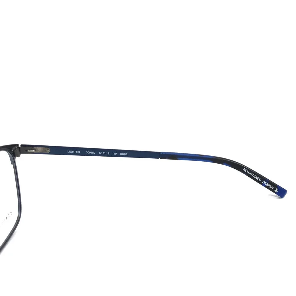 Lightec by Morel Eyeglasses Frames 30015L BG08 Black Blue Rectangle 53-19-140